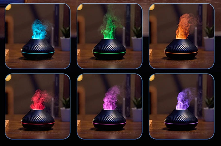 Diffuseur d’Huiles Essentielles & Humidificateur Ultrasonique – Effet Flamme