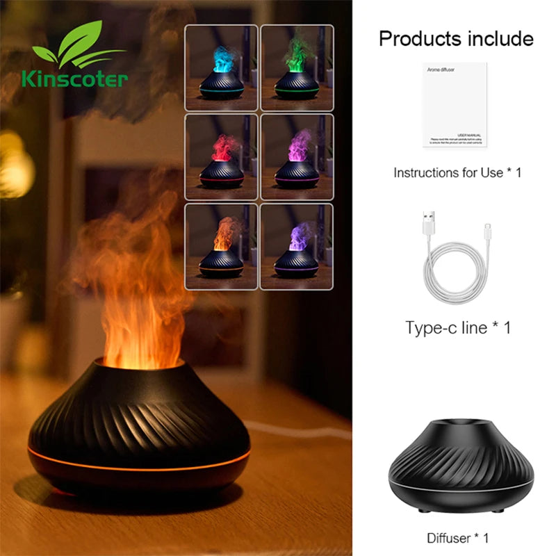 Diffuseur d’Huiles Essentielles & Humidificateur Ultrasonique – Effet Flamme