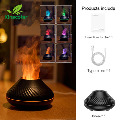 Diffuseur d’Huiles Essentielles & Humidificateur Ultrasonique – Effet Flamme