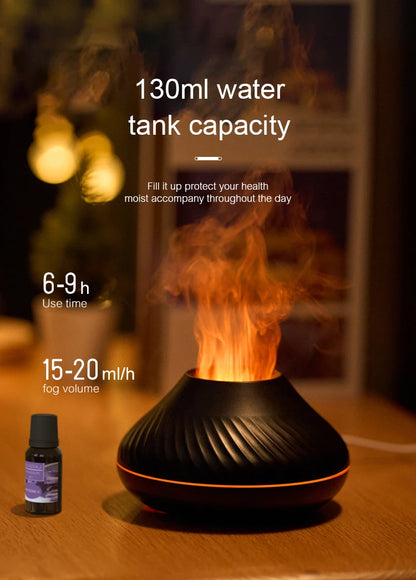 Diffuseur d’Huiles Essentielles & Humidificateur Ultrasonique – Effet Flamme