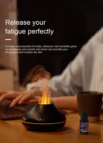 Diffuseur d’Huiles Essentielles & Humidificateur Ultrasonique – Effet Flamme