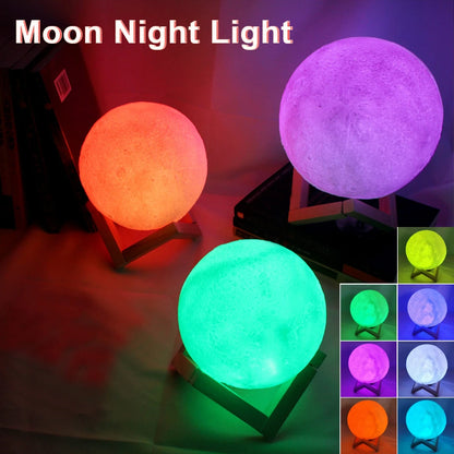 Lampe Lune LED – Veilleuse Étoilée avec Support