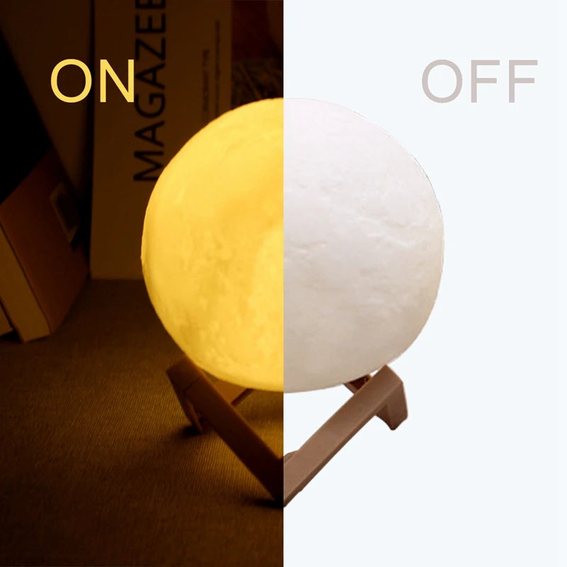 Lampe Lune LED – Veilleuse Étoilée avec Support