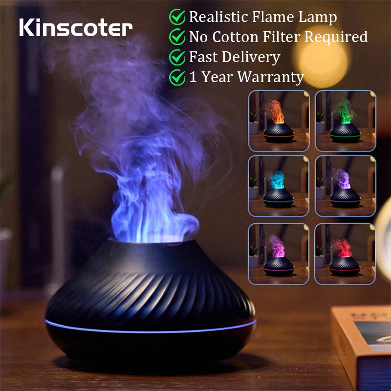Diffuseur d’Huiles Essentielles & Humidificateur Ultrasonique – Effet Flamme