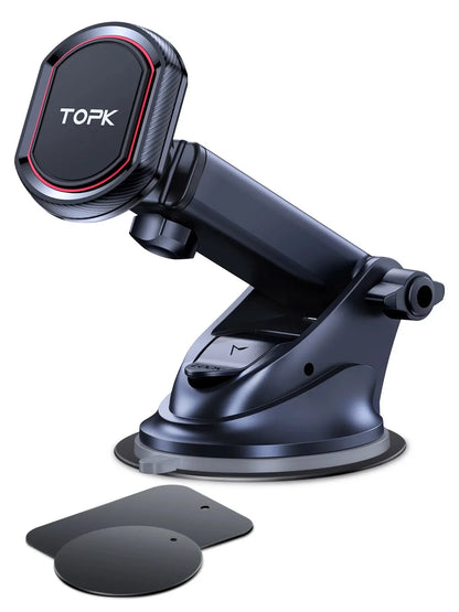 TOPK Magnetic Car Phone Holder,Universal Dashboard Windshield Industrial-Strength Suction Cup Car Phone Mount for All Phones