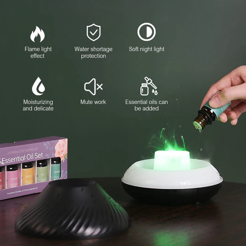 Diffuseur d’Huiles Essentielles & Humidificateur Ultrasonique – Effet Flamme