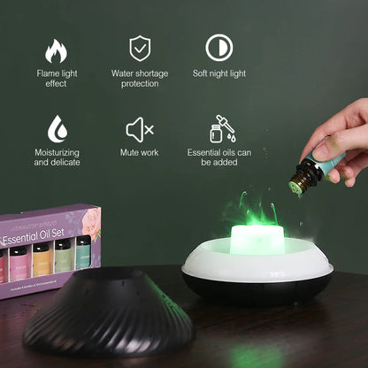 Diffuseur d’Huiles Essentielles & Humidificateur Ultrasonique – Effet Flamme