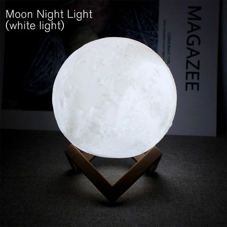 Lampe Lune LED – Veilleuse Étoilée avec Support