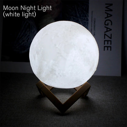 Lampe Lune LED – Veilleuse Étoilée avec Support