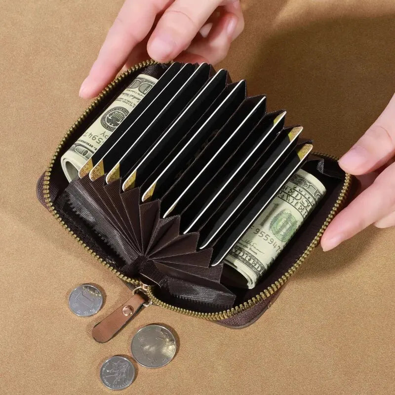 New Organ Bag Multi Pu Leather Large Capacity Card Bag Multifunctional Zipper Card Clip Hot Sales For Men And Women