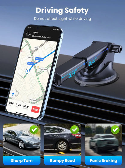 TOPK Magnetic Car Phone Holder,Universal Dashboard Windshield Industrial-Strength Suction Cup Car Phone Mount for All Phones