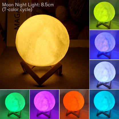 Lampe Lune LED – Veilleuse Étoilée avec Support
