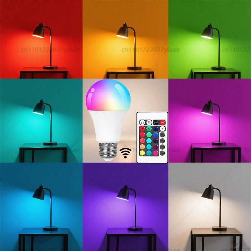 RGBW 4-Color 220V Infrared LED Bulb with Remote Control - RGB + Cool White Lighting, Adjustable Modes, Easy Operation for Home/P