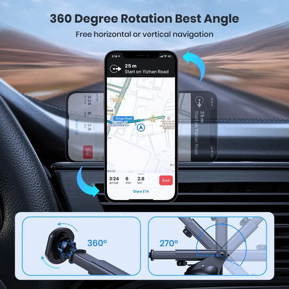 TOPK Magnetic Car Phone Holder,Universal Dashboard Windshield Industrial-Strength Suction Cup Car Phone Mount for All Phones