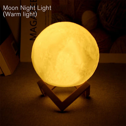 Lampe Lune LED – Veilleuse Étoilée avec Support
